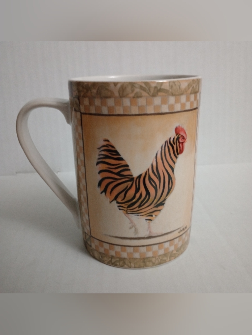 222 Fifth Jungle Roosters Mug Tiger Print James Wiens Genuine Stoneware